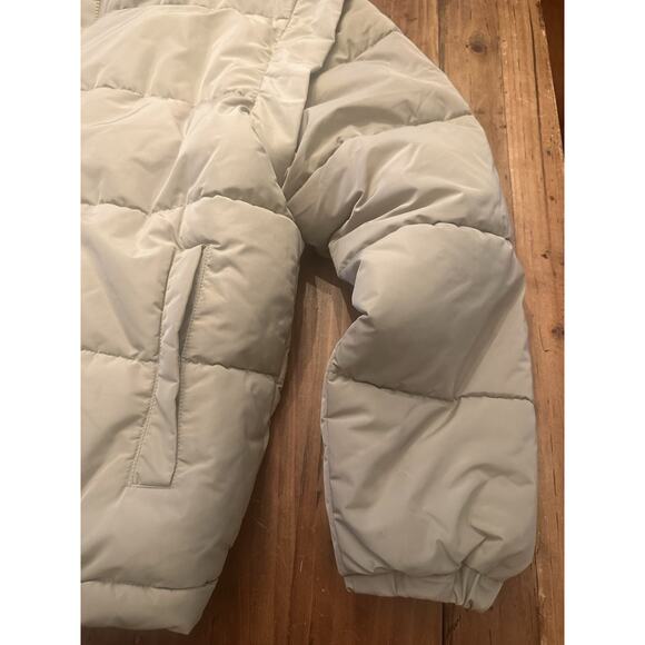 We Wore What Size XS Puffer Jacket Snap Off Sleeves Vest Coat Beige Classic - Picture 4 of 16